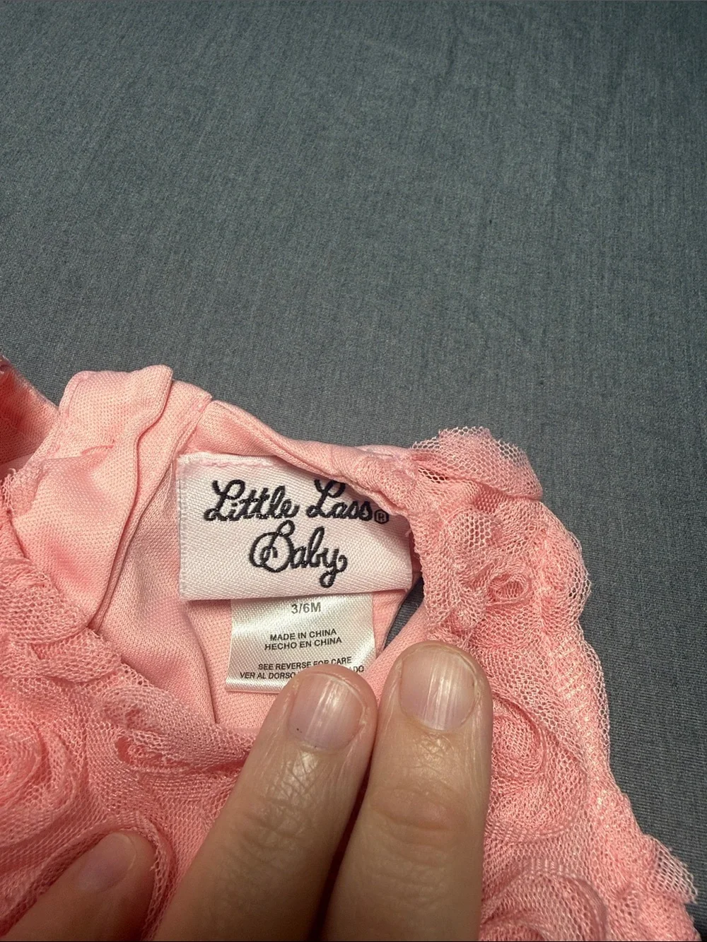 Little Lass Baby Pink Rosette Dress Top